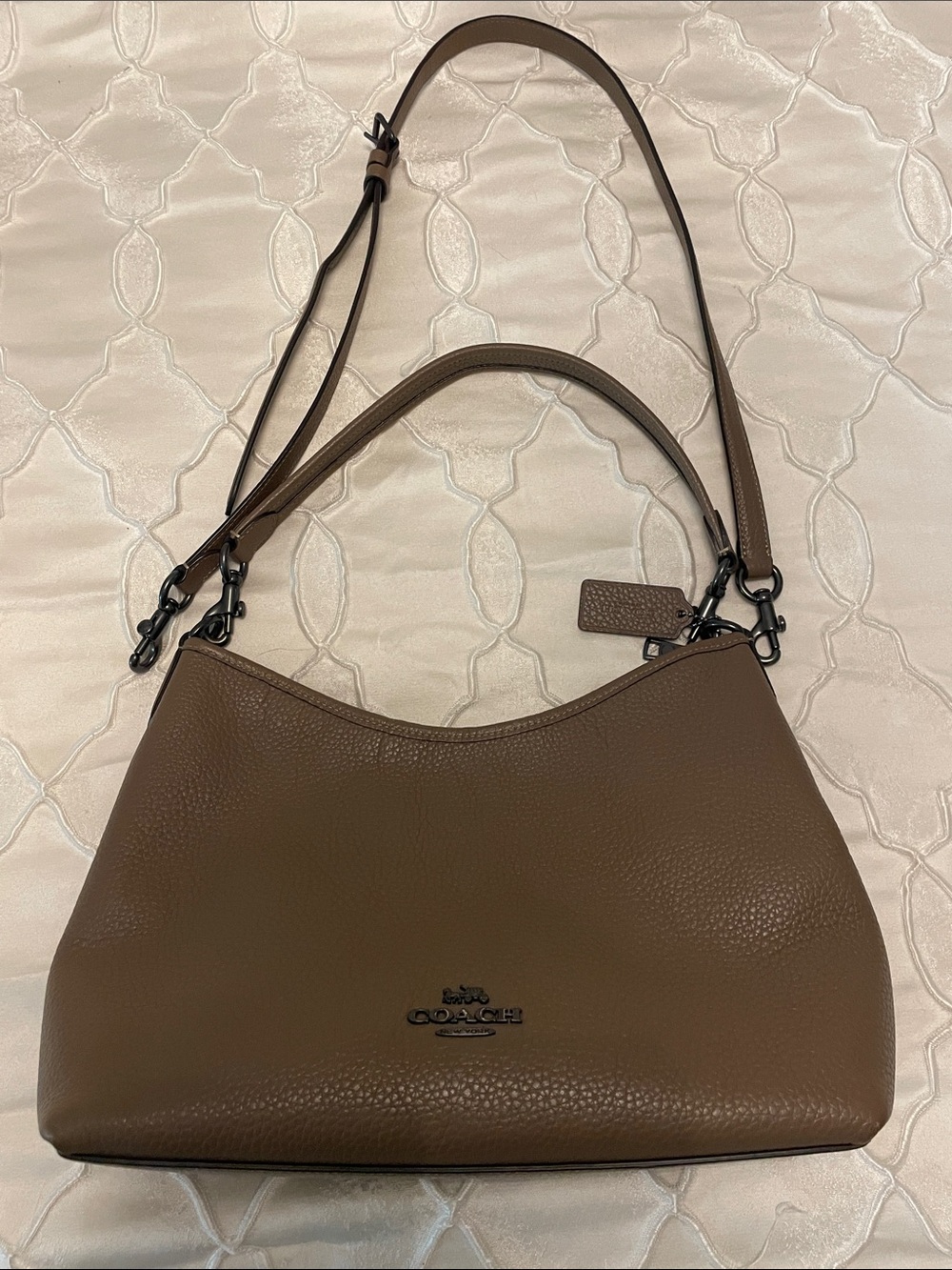 Coach laurel shoulder Brown Pebbled Leather Shoulder Bag with Adjustable Strap